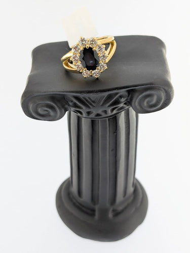 Bague 54 Bague cocktail italienne certifiée IGI, en or jaune 18 carats, saphir et diamants 58 Facettes A2127