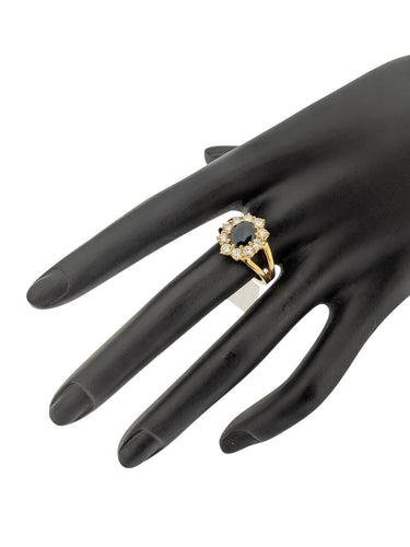 Bague 54 Bague cocktail italienne certifiée IGI, en or jaune 18 carats, saphir et diamants 58 Facettes A2127