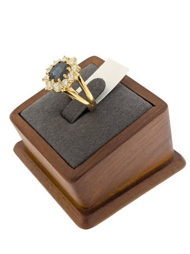Bague 54 Bague cocktail italienne certifiée IGI, en or jaune 18 carats, saphir et diamants 58 Facettes A2127
