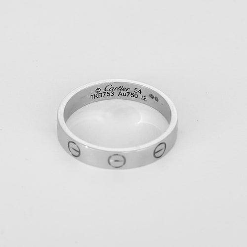Bague 54 Cartier Love - Alliance en or blanc 18k, petit modèle 58 Facettes 58FC71