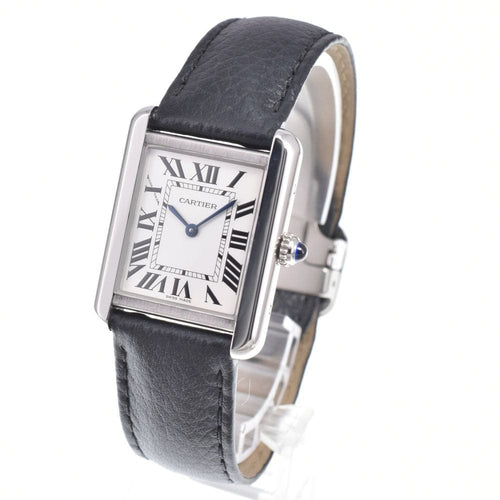 Montre Cartier - Montre Must de Cartier Tank à quartz en acier inoxydable et cuir 58 Facettes rnyyv2qzg4