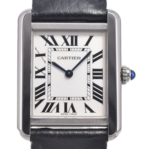 Montre Cartier - Montre Must de Cartier Tank à quartz en acier inoxydable et cuir 58 Facettes rnyyv2qzg4