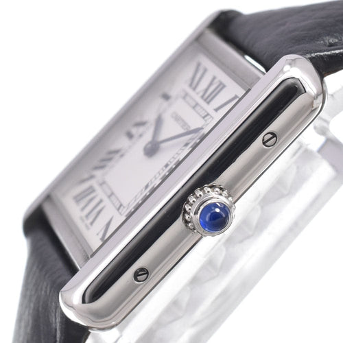 Montre Cartier - Montre Must de Cartier Tank à quartz en acier inoxydable et cuir 58 Facettes rnyyv2qzg4
