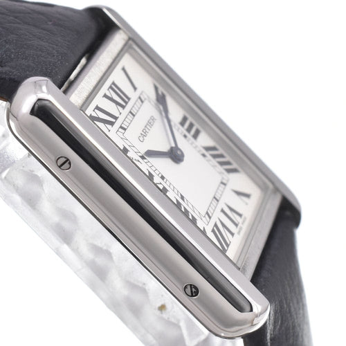 Montre Cartier - Montre Must de Cartier Tank à quartz en acier inoxydable et cuir 58 Facettes rnyyv2qzg4