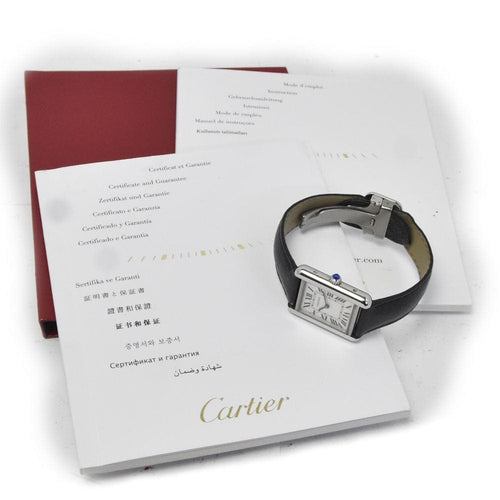 Montre Cartier - Montre Must de Cartier Tank à quartz en acier inoxydable et cuir 58 Facettes rnyyv2qzg4