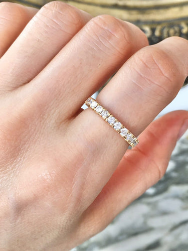 Bague 53 Bague demi-alliance américaine en or jaune et rose 18k, diamants 58 Facettes 309