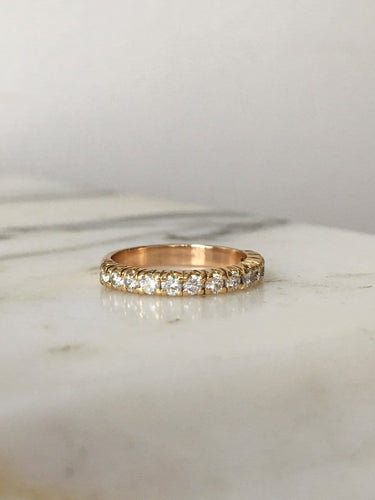 Bague 53 Bague demi-alliance américaine en or jaune et rose 18k, diamants 58 Facettes 309