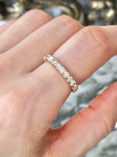 Bague 53 Bague demi-alliance américaine en or jaune et rose 18k, diamants 58 Facettes 309