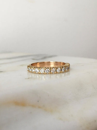 Bague 53 Bague demi-alliance américaine en or jaune et rose 18k, diamants 58 Facettes 309