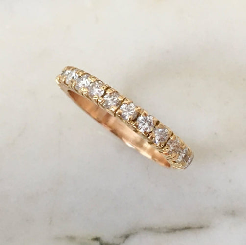 Bague 53 Bague demi-alliance américaine en or jaune et rose 18k, diamants 58 Facettes 309