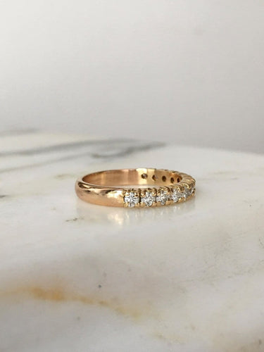Bague 53 Bague demi-alliance américaine en or jaune et rose 18k, diamants 58 Facettes 309