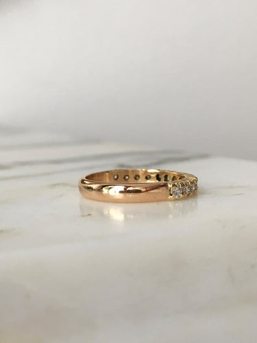 Bague 53 Bague demi-alliance américaine en or jaune et rose 18k, diamants 58 Facettes 309