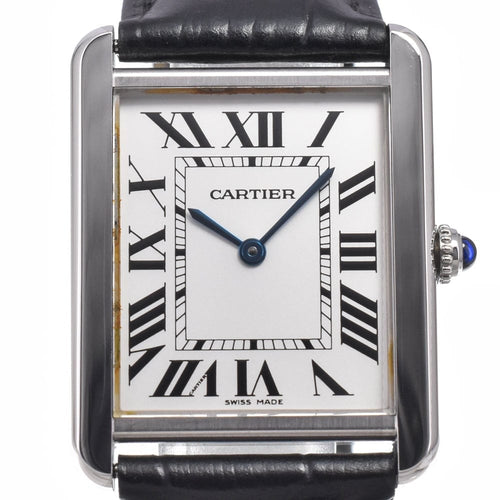 Montre Cartier Tank Solo - Montre à quartz en acier inoxydable et cuir 58 Facettes sz5tng50y8