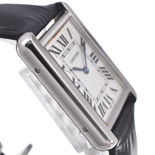 Montre Cartier Tank Solo - Montre à quartz en acier inoxydable et cuir 58 Facettes sz5tng50y8