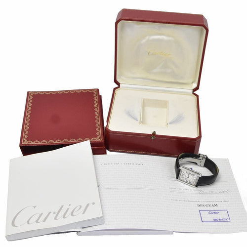 Montre Cartier Tank Solo - Montre à quartz en acier inoxydable et cuir 58 Facettes sz5tng50y8