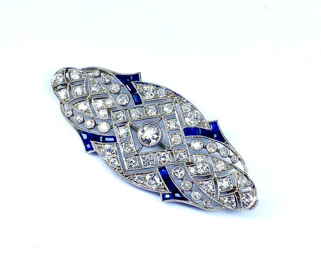 Broche Broche Art déco en platine, diamants et saphirs 58 Facettes AB751