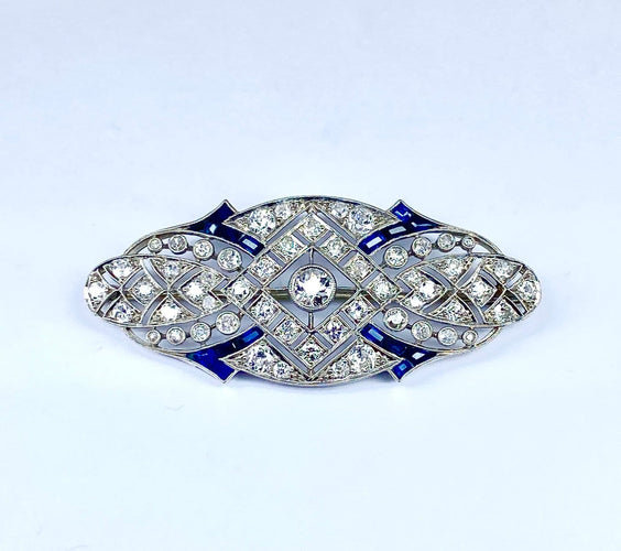 Broche Broche Art déco en platine, diamants et saphirs 58 Facettes AB751