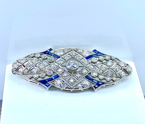 Broche Broche Art déco en platine, diamants et saphirs 58 Facettes AB751