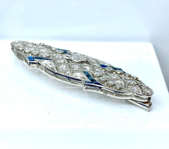 Broche Broche Art déco en platine, diamants et saphirs 58 Facettes AB751