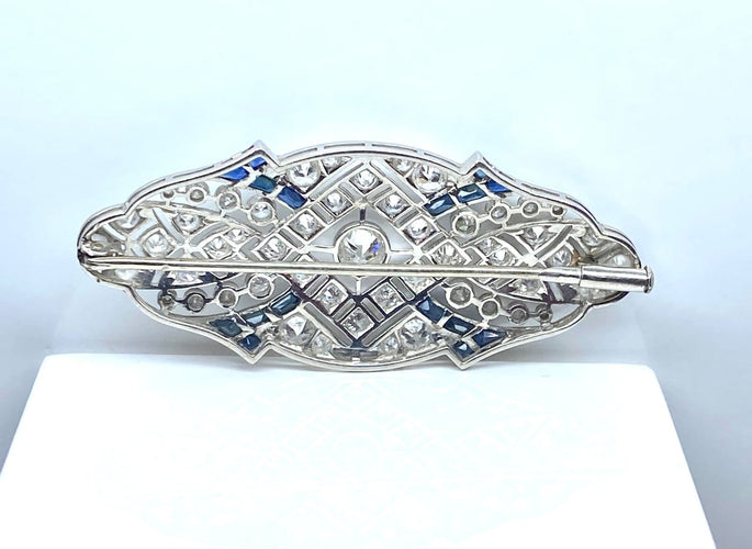 Broche Broche Art déco en platine, diamants et saphirs 58 Facettes AB751