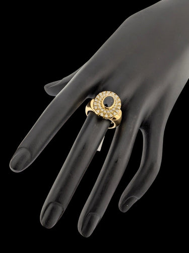 Bague 55 Bague cocktail en or jaune 18 carats, saphirs et diamants 58 Facettes A2126