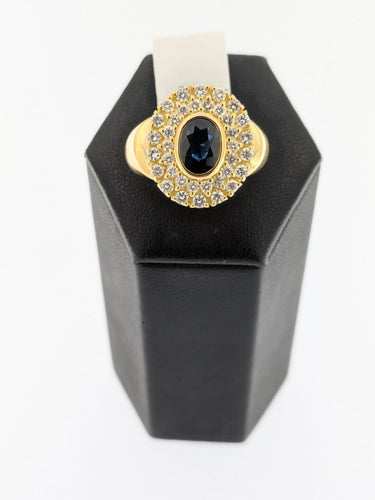 Bague 55 Bague cocktail en or jaune 18 carats, saphirs et diamants 58 Facettes A2126