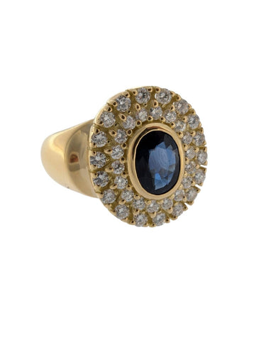 Bague 55 Bague cocktail en or jaune 18 carats, saphirs et diamants 58 Facettes A2126