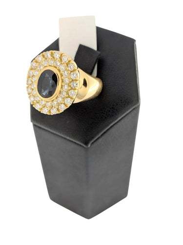 Bague 55 Bague cocktail en or jaune 18 carats, saphirs et diamants 58 Facettes A2126