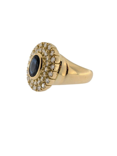 Bague 55 Bague cocktail en or jaune 18 carats, saphirs et diamants 58 Facettes A2126