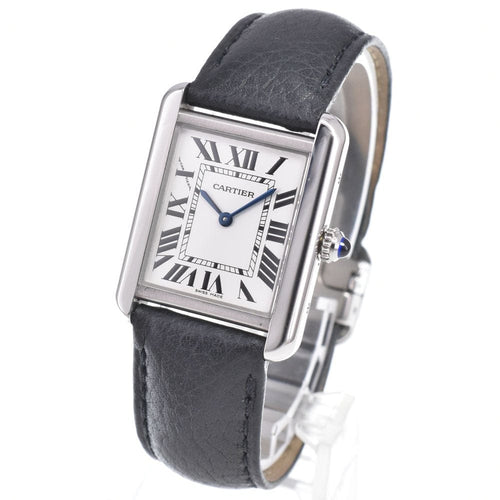 Montre Cartier - Montre Must de Cartier Tank à quartz, acier inoxydable et cuir 58 Facettes o7yozgp7s4