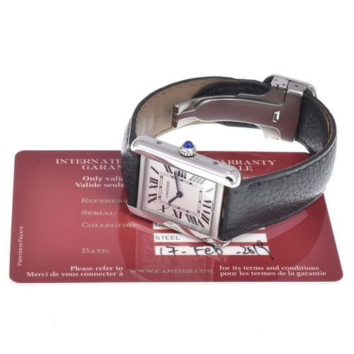 Montre Cartier - Montre Must de Cartier Tank à quartz, acier inoxydable et cuir 58 Facettes o7yozgp7s4
