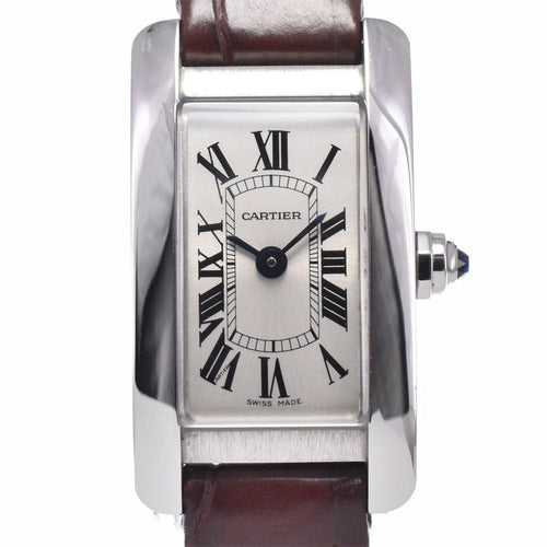 Montre Cartier - Montre Tank Mini à quartz en acier et cuir 58 Facettes oyhn21jl05