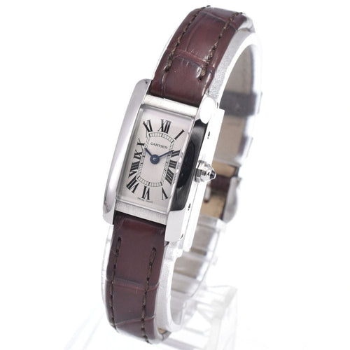 Montre Cartier - Montre Tank Mini à quartz en acier et cuir 58 Facettes oyhn21jl05