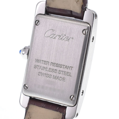 Montre Cartier - Montre Tank Mini à quartz en acier et cuir 58 Facettes oyhn21jl05