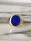 Bague 59.5 Bague chevalière en or jaune 18k avec lapis-lazuli 58 Facettes 310