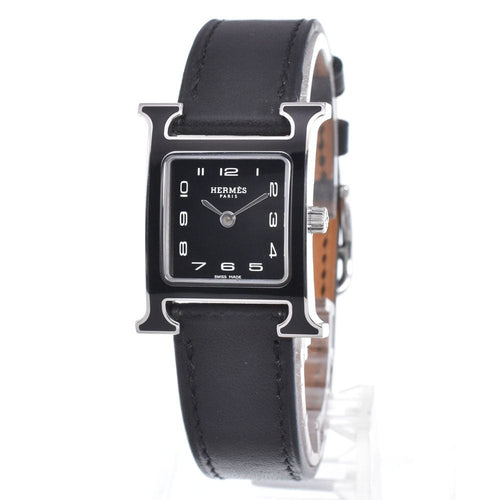 Montre Hermès - Montre Heure H à quartz en métal plaqué et cuir 58 Facettes nn5bskj36t