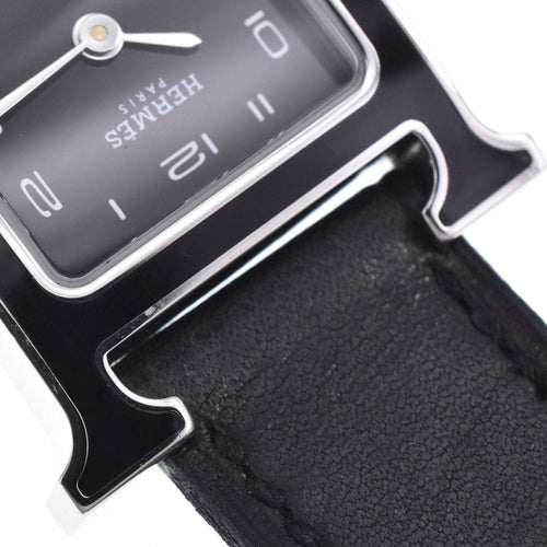 Montre Hermès - Montre Heure H à quartz en métal plaqué et cuir 58 Facettes nn5bskj36t