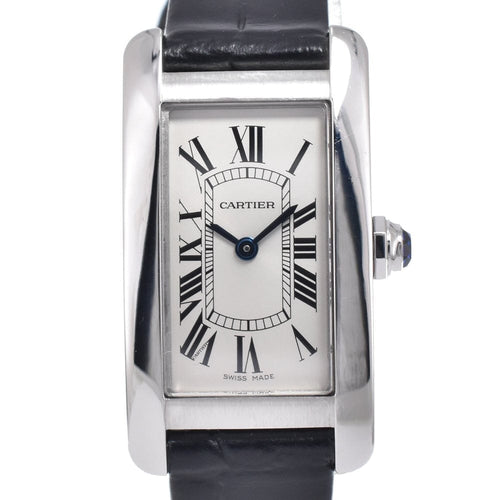 Montre Cartier Tank Américaine - Montre à quartz en acier inoxydable et alligator 58 Facettes whgjyljuvr
