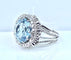 Bague 53 Bague en or blanc 18 carats, aigue-marine et diamants 58 Facettes AB754