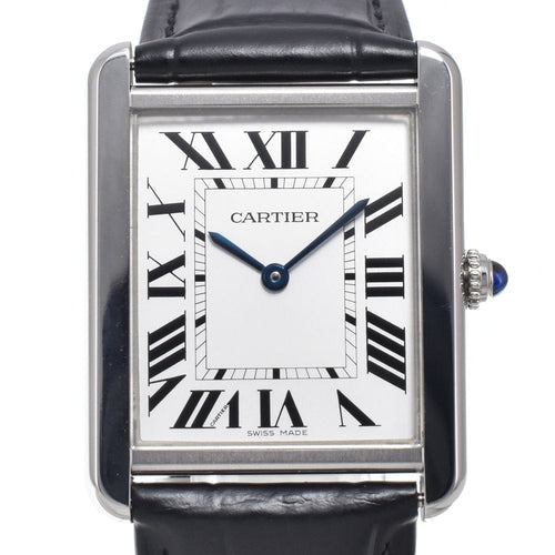 Montre Cartier - Montre Tank Solo à quartz en acier inoxydable et cuir 58 Facettes e4z8w0kkh0