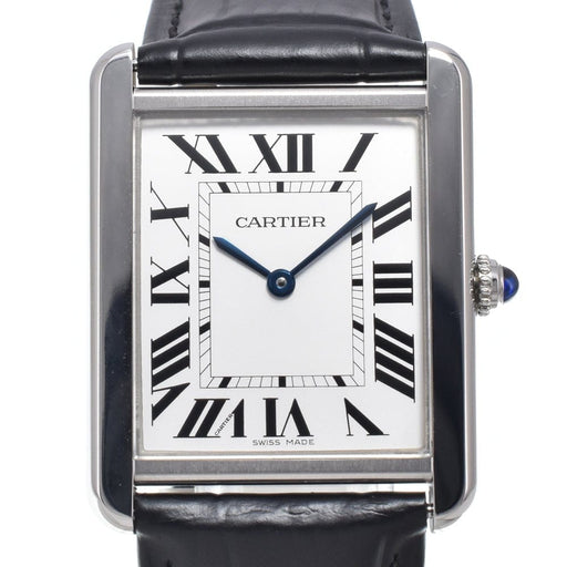 Montre Cartier - Montre Tank Solo à quartz en acier inoxydable et cuir 58 Facettes e4z8w0kkh0