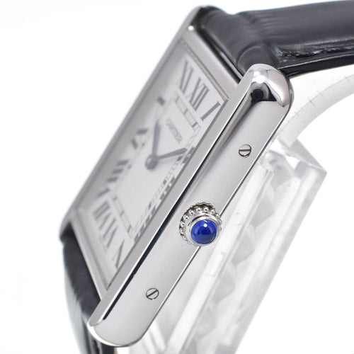 Montre Cartier - Montre Tank Solo à quartz en acier inoxydable et cuir 58 Facettes e4z8w0kkh0