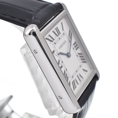 Montre Cartier - Montre Tank Solo à quartz en acier inoxydable et cuir 58 Facettes e4z8w0kkh0