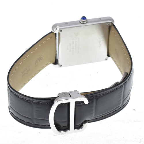 Montre Cartier - Montre Tank Solo à quartz en acier inoxydable et cuir 58 Facettes e4z8w0kkh0