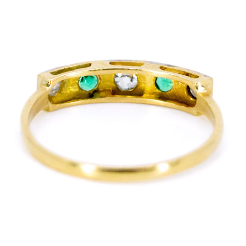 Bague 54 Bague Art déco en or jaune et blanc 14k, diamants et émeraudes 58 Facettes D5D86F8550D1421C80BB3903C8563CE7