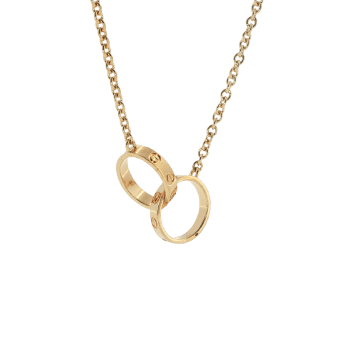 Collier Cartier - Collier LOVE en or jaune 18 carats à deux anneaux entrelacés 58 Facettes UN-1763