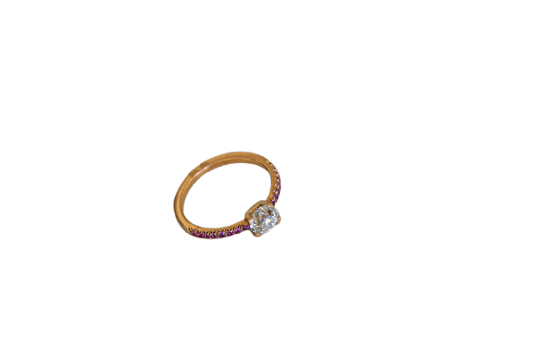 Bague 54 Bague en or jaune 750 millièmes, diamant taille ancienne et rubis 58 Facettes Bague-8