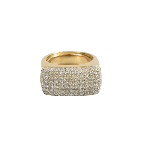 Bague 51 Bague jonc en or jaune 18 carats pavée de diamants, 1,24 ct 58 Facettes