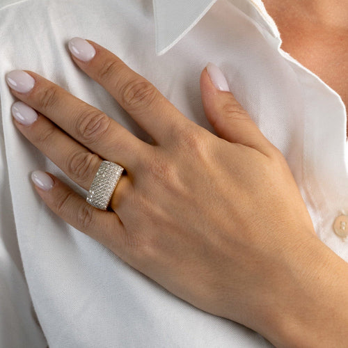 Bague 51 Bague jonc en or jaune 18 carats pavée de diamants, 1,24 ct 58 Facettes