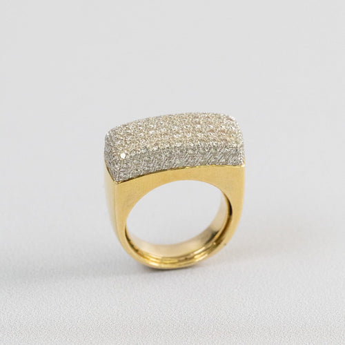 Bague 51 Bague jonc en or jaune 18 carats pavée de diamants, 1,24 ct 58 Facettes